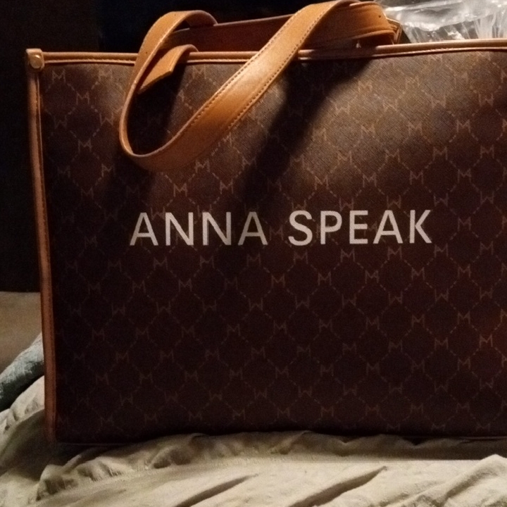 Brown Monogram Tote With Tan Leather Trim